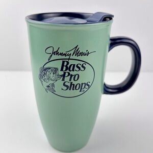 Bass Pro Shops Johnny Morris Ceramic Tumbler Travel Logo Mug Slider Lid 21 Oz